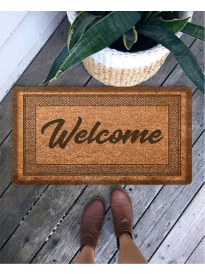 Koza Home Dekoratif Kahverengi Welcome Paspası PVC Malzemeden Yapılmış 45 x 65 cm Kaymaz Tabanlı 462702