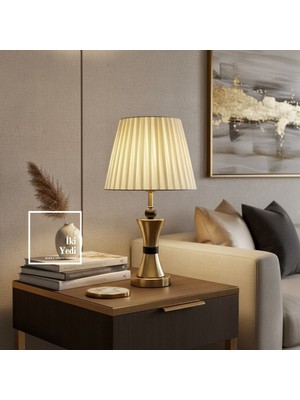 İki Yedi Konsept Miramon Abajur Gold Siyah Detaylı Modern Masa Lambası Salon Yatak Odası Dekoratif Aydınlatma Hediye