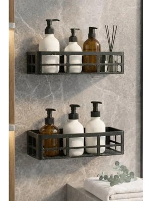 Esranın Dünyası Delmeden Montaj Yapışkanlı Paslanmaz Duş Rafı Seti (2 Adet)