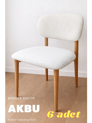Akbu Sandalye Kılıfı , 6lı Paket , Yüksek Kalite Bohem Model , Lastikli , Mutfak Sandalye Örtüsü