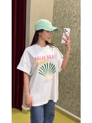 Leilaa Yan Yırtmaçlı Baskılıt-Shirt