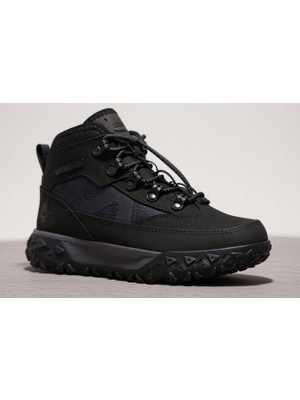 Timberland Kadın Greenstride Motion 6 Mid Lace Up Su Geçirmez Outdoor Bot Siyah Düz Taban TB1A67QC0151