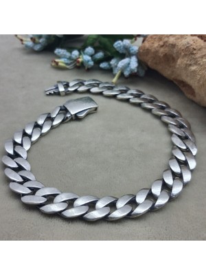 Bir Gümüş Aşkı 925 Ayar Gümüş Özel Kutu Kilitli Gurmet Model Erkek Bileklik 8.75 mm