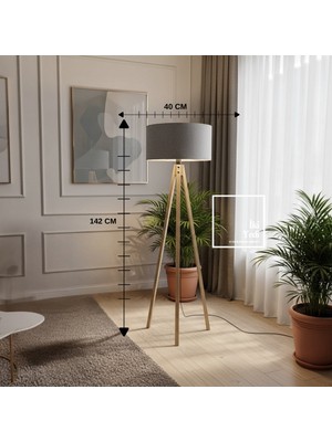 İki Yedi Konsept Morales Lambader Ruhunu Aydınlat Gri Kumaş Şapka Tripod Ayaklı Lamba Modeli Salon Ofis Ev Hediyelik