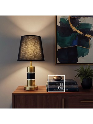 İki Yedi Konsept Tizpon Çekirdek Katman Abajur Modern Siyah Gold Masa Lambası Salon Yatak Odası Aydınlatma Hediyelik