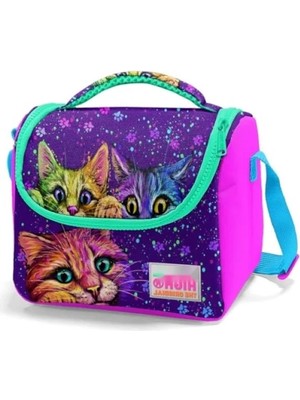 Esranın Dünyası Pembe Mor Kediler Temalı Okul Beslenme Çantası, Isı Yalıtımlı