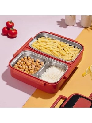 Esranın Dünyası 3 Bölmeli Çelik Hazneli Beslenme Kutusu - Turuncu