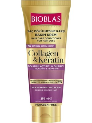 Bioblas Saç Dökülmesine Karşı Etkili Keratin Saç Kremi 250 ml İpeksi Yumuşaklık Sağlar