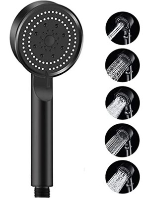 Esranın Dünyası Siyah Turbo Fan Lite El Duşu - 5 Fonksiyonlu, Su Tasarruflu