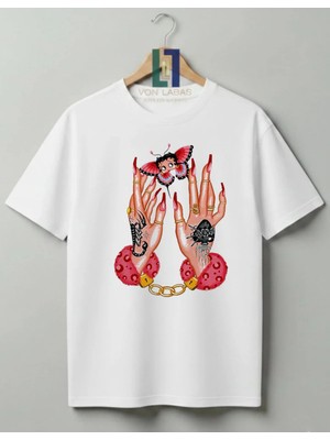 Von Labas Betty Boop Tasarımlı %100 Pamuklu Unisex Yüksek Baskı Kaliteli Tişört