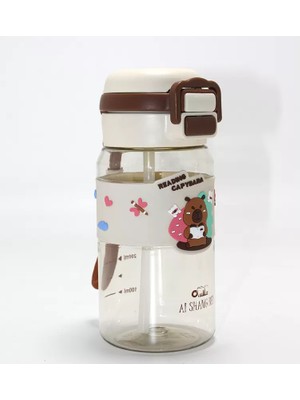 Pazarcan Kapibara Desenli Silikon Kılıflı Çocuk Matarası