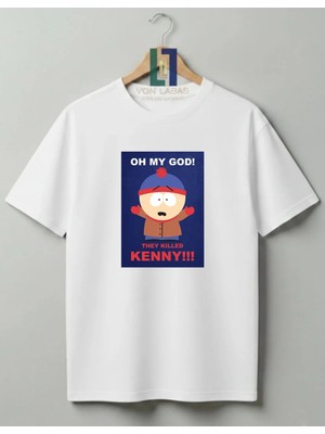 Von Labas Premium Baskı South Park Temalı %100 Pamuklu Bisiklet Yaka Tişört