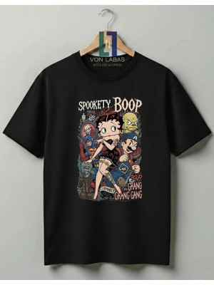 Von Labas Betty Boop Tasarımlı %100 Pamuklu Unisex Yüksek Baskı Kaliteli Tişört