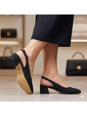 Kindep (Ayem) Küt Burun Kadın Ayakkabı Siyah