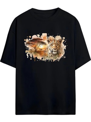 Von Labas Yeni Sezon Oversize Jaguar Figürlü Pamuklu Tshirt - Farklı Bedenlerde!