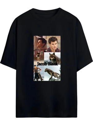 Von Labas Alacakaranlık Efsanesi Eclipse Jacob Black Baskılı Unisex Pamuklu Tişör