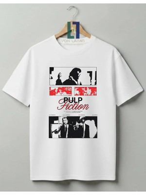 Von Labas Pulp Fiction Tasarımlı Premium Unisex %100 Pamuklu Yüksek Kalite Baskılı Tişört Tvd