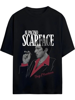 Von Labas Al Pacıno Scarface-Tony Montana Unısex Oversıze Pamuklu Penye Tshırt