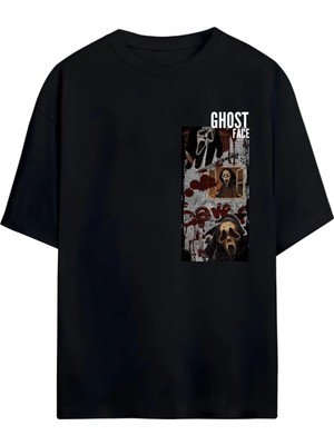 Von Labas Ghost Face Tasarımlı Unısex Yeni Sezon Oversıze Pamuklu  T-Shırt