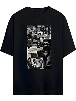 Von Labas Amy Wınehouse Tasarımlı Yüksek Baskı Kaliteli Unısex Yeni Sezon Oversıze Pamuklu  T-Shırt