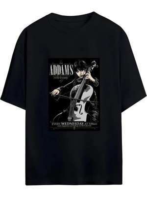 Von Labas Wednesday  Tasarımlı Yüksek Baskı Kaliteli Unısex Yeni Sezon Oversıze Pamuklu  T-Shırt