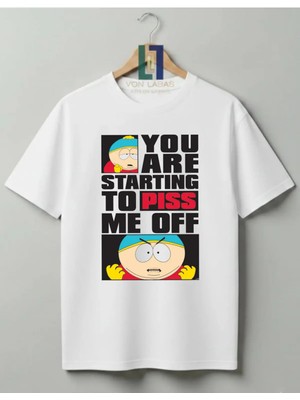 Von Labas Premium Baskı South Park Temalı %100 Pamuklu Bisiklet Yaka Tişört