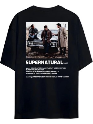 Von Labas Supernatural Cover Unısex Oversıze T-Shırt (Sırt ve Göğüs Tasarımlı)