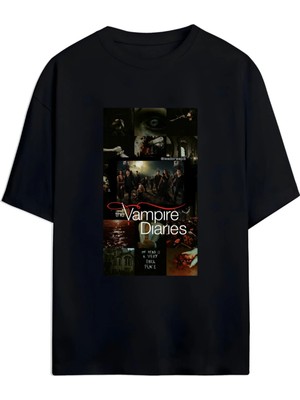 Von Labas The Vampıre Dıarıes (Vampir Günlükleri) Tasarımlı Unısex Oversıze Pamuklu T-Shırt