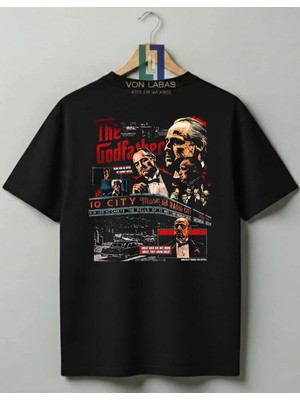 Von Labas The Godfather Baskılı Unisex Premium %100 Pamuklu Tişört - Özel Tasarım Sinefilm Serisi