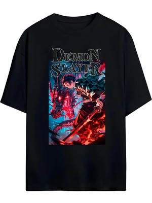 Von Labas Demon Slayer Tasarımlı Unısex Oversıze Pamuklu Tshırt