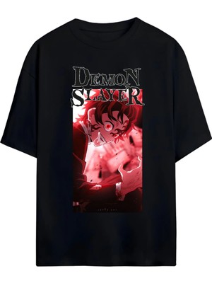 Von Labas Demon Slayer Tasarımlı Unısex Oversıze Pamuklu Tshırt