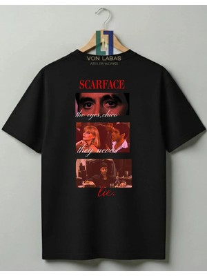 Von Labas Scarface Tony Montana Tasarım Sırt Tasarımlı %100 Pamuk Unisex Tişört