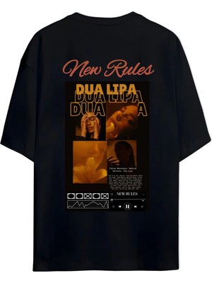 Von Labas Dua Lıpa New Rules Sırt ve Göğüs Tasarımlı Unısex Tshırt