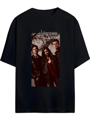 Von Labas The Vampıre Dıarıes (Vampir Günlükleri) Tasarımlı Unısex Oversıze Pamuklu T-Shırt