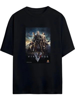 Von Labas Vıkıngs Tasarımlı Unısex Oversıze Pamuklu T-Shırt