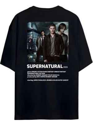 Von Labas Supernatural Cover Unısex Oversıze T-Shırt (Sırt ve Göğüs Tasarımlı)