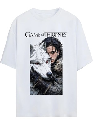 Von Labas Game Of Thrones-Jon Snow Tasarımlı Unısex Oversıze Pamuklu Tshırt
