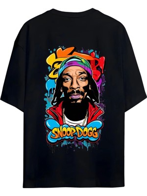 Von Labas Snoop Dogg Unısex Oversıze Sırt ve Göğüs Tasarımlı Pamuklu Tshırt