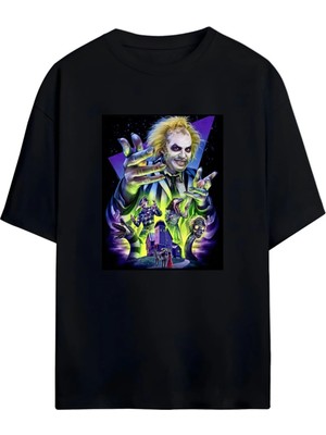 Von Labas Tim Burton'ın Hültleşmiş Filmi "beetlejuice" Hayranlarına Özel Tasarlanmış Unisex Pamuklu Tişört