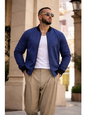 Comstar Erkek Trend Basic Günlük Premium Lacivert Nubuk Ceket