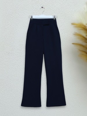 Moda Morfo Beli Cırtcırt Detay Boru Paça Kumaş Pantalon -Laci