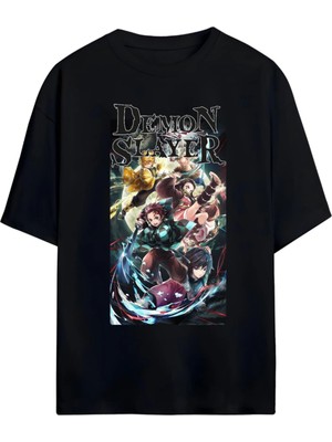 Von Labas Demon Slayer Tasarımlı Unısex Oversıze Pamuklu Tshırt
