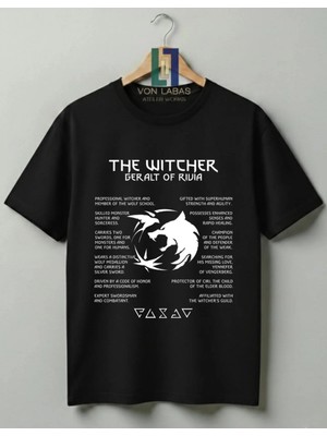 Von Labas The Witcher Tasarımlı Premium Baskılı Tişört - Özel Tasarım %100 Pamuklu T-Shirt