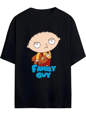 Von Labas Famıly Guy Tasarımlı Unısex Oversıze Pamuklu T-Shırt