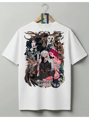 Von Labas The Witcher Tasarımlı Premium Baskılı Tişört - Özel Tasarım %100 Pamuklu T-Shirt