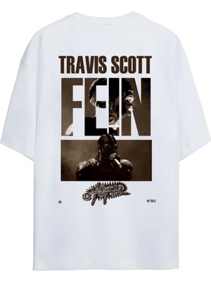 Von Labas Travis Scott Tasarımlı %100 Pamuklu Unisex Oversize Siyah T-Shirt - Streetwear Hip Hop Baskılı
