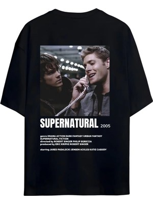 Von Labas Supernatural Cover Unısex Oversıze T-Shırt (Sırt ve Göğüs Tasarımlı)