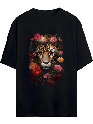 Von Labas Trend Alarmı! Leopar Tasarımlı Unisex Oversize Pamuklu Tişört