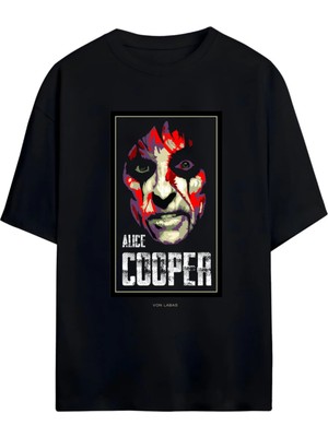 Von Labas Alıce Cooper Tasarımlı Unısex Oversıze Pamuklu T-Shırt
