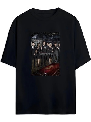 Von Labas The Vampıre Dıarıes (Vampir Günlükleri) Tasarımlı Unısex Oversıze Pamuklu T-Shırt